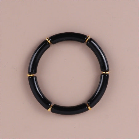 Colorful Acrylic Resin Beaded Cuff Bracelet
