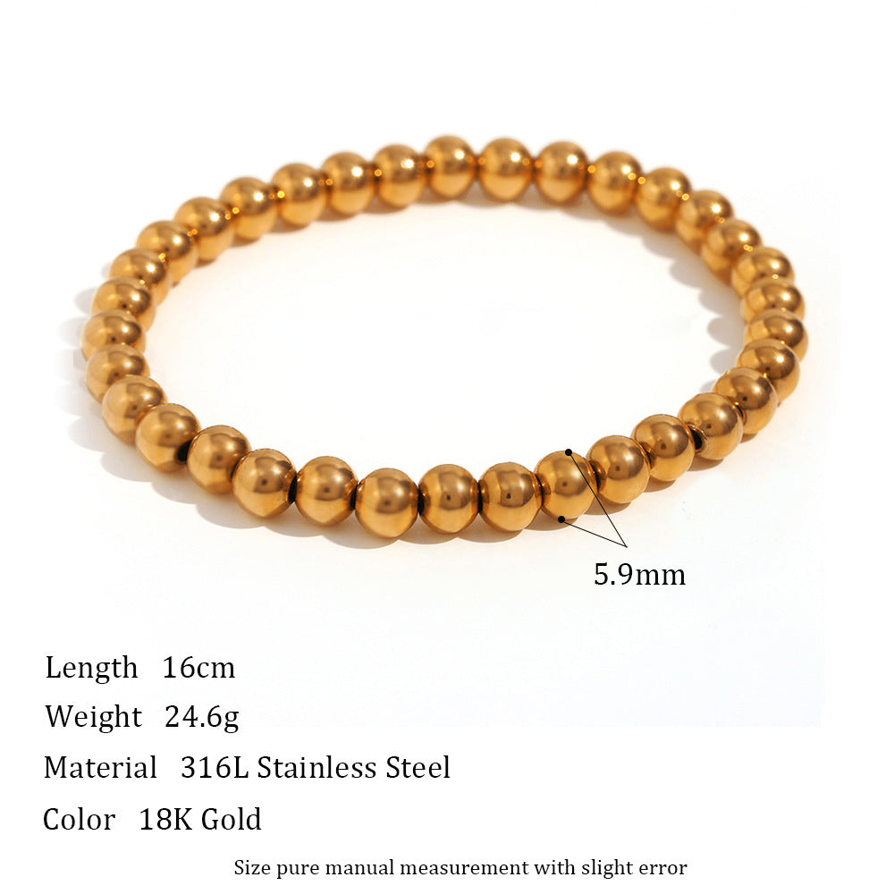 Fashion Minimalist 18k Gold Plated Stainless Steel Beaded Bracelet