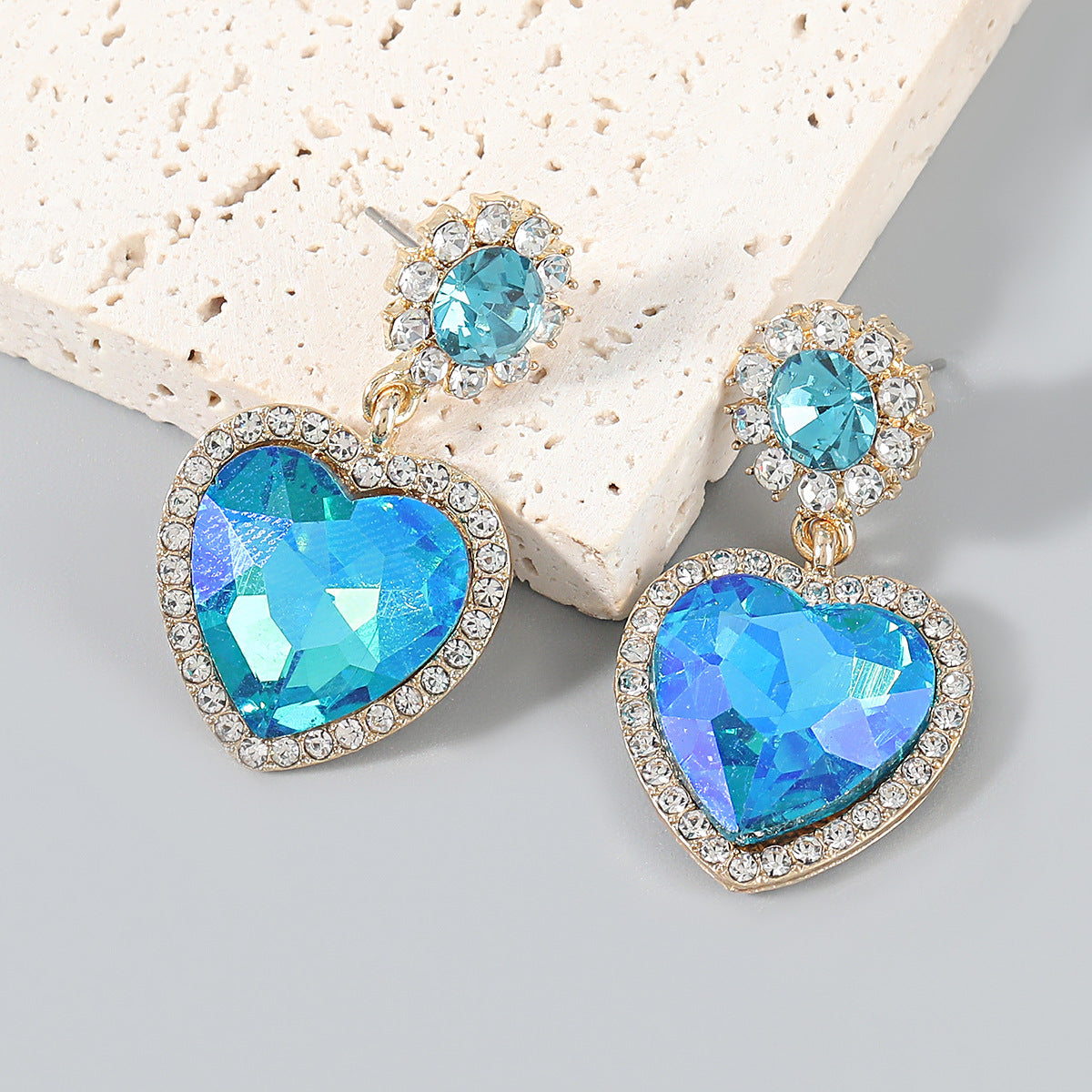 Creative Rhinestone Heart-shaped Alloy Earrings for Women
