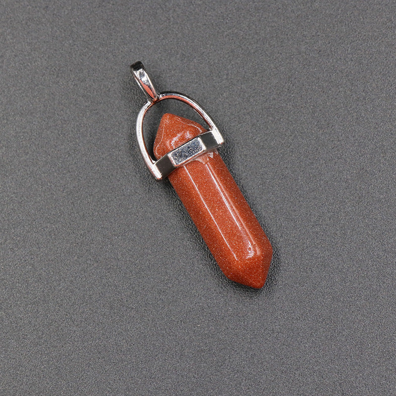Hexagon Prism Crystal Bullet Pendant Necklace