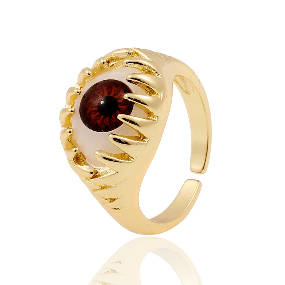Fashion Copper Plated Gold Evil Eye Women's Minimalist Tail Ring