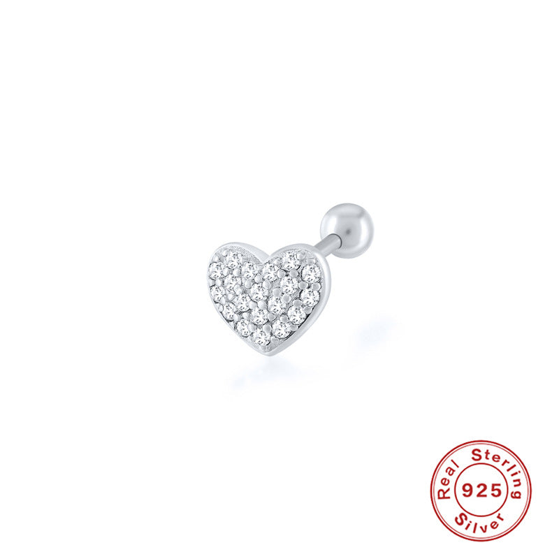 Sterling Silver Star Moon Heart Shaped Stud Earrings