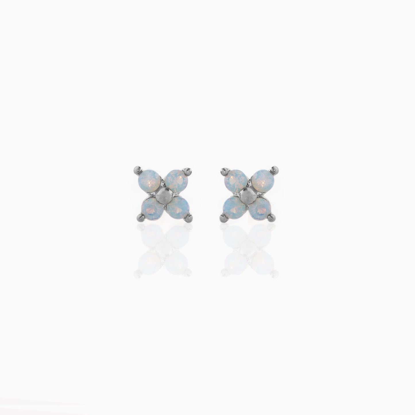 Blue Zircon Flower Screw Piercing Ear Cuff Earrings
