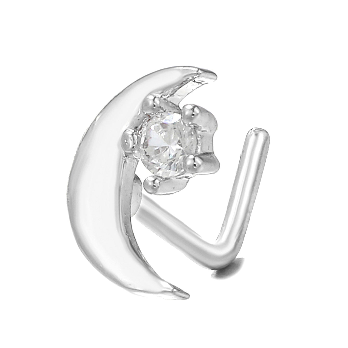 Fashion Animal Palm Brass Inlay Zircon Nose Studs with 20g Stainless Steel L Bar Piercing Jewelry
