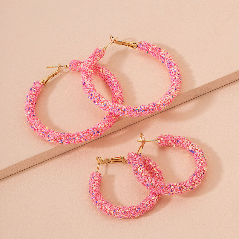 Geometric Circle Diamond Stud Earrings in Pastel Colors