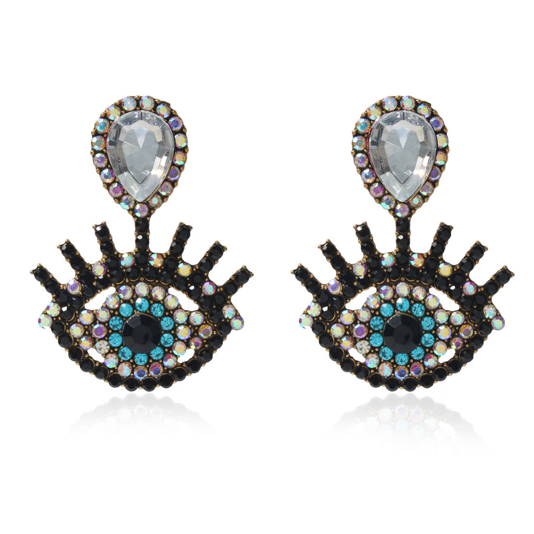 Fashion Eye Rhinestone Inlay Drop Earrings for Women