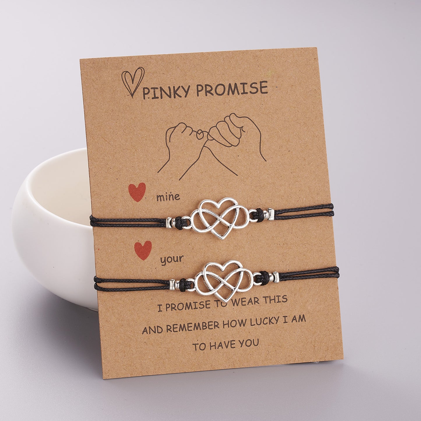 Fashion Seed Bead Rope & Volcanic Stone Heart Charm Bracelet Set for Women