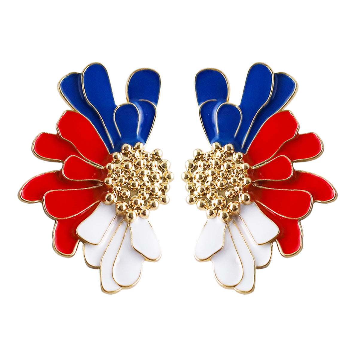 1 Pair Vintage Enamel Flower Petal Stud Earrings for Women