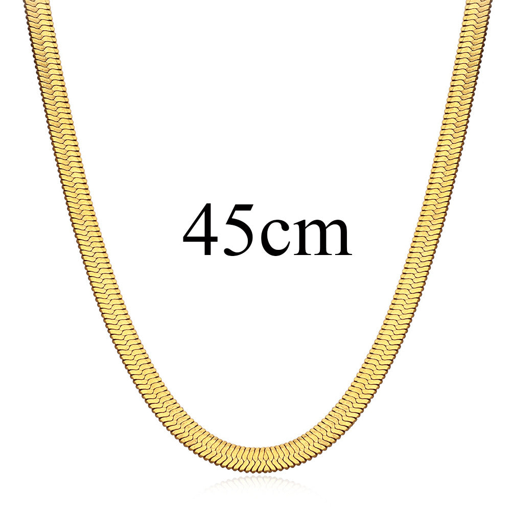 Wholesale Minimalist Stainless Steel Flat Snake Chain Necklace 4mm