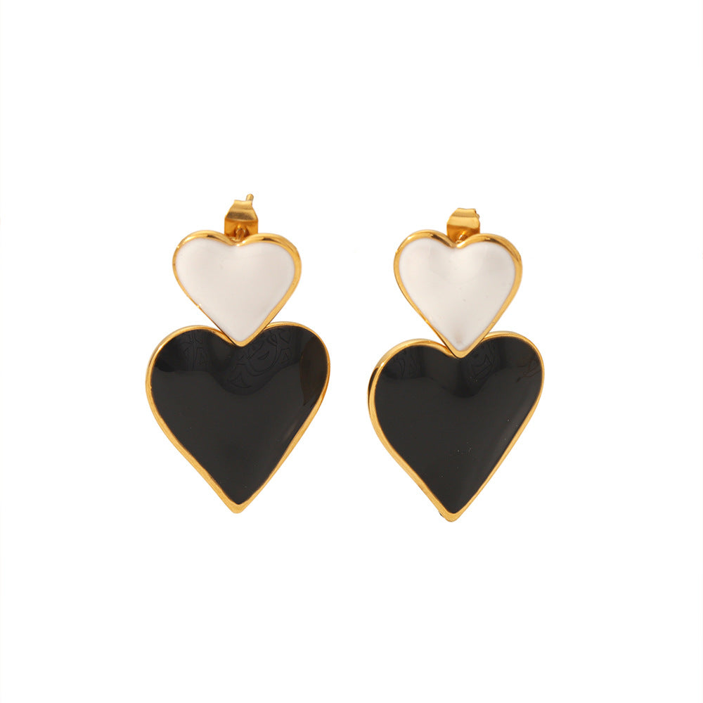 Elegant Heart Shape Titanium Steel Drop Earrings for Women