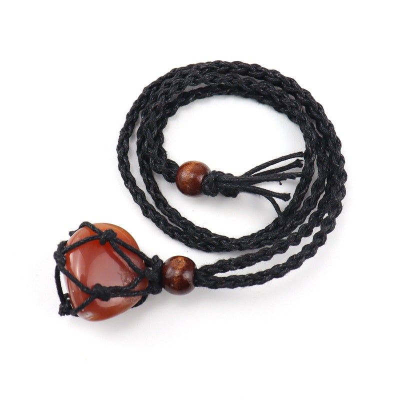 Ethnic Geometric Crystal Natural Stone Adjustable Pendant Necklace