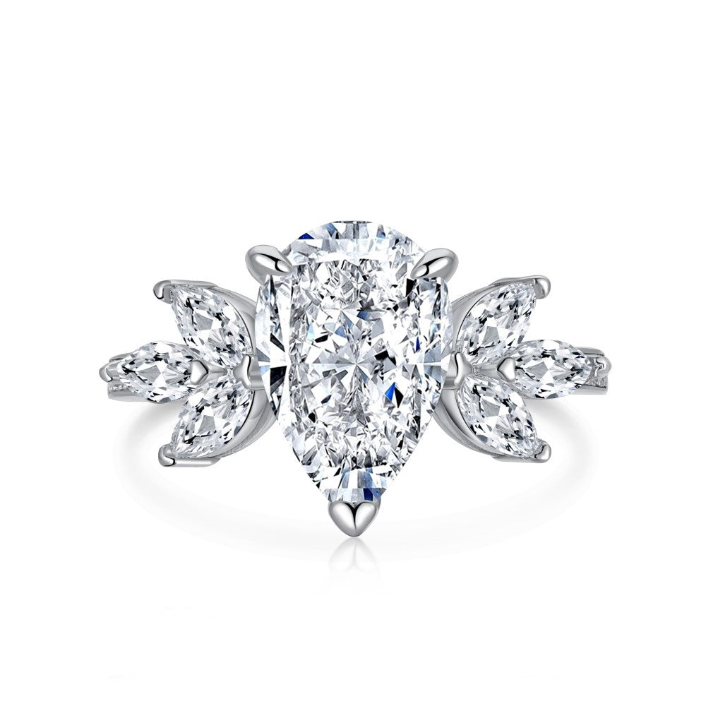 Retro Geometric Sterling Silver Zircon Ring