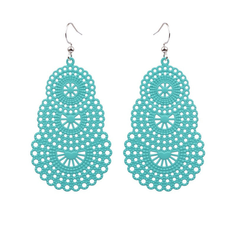 Bohemian Gourd Geometric Hollow Out Colorful Drop Earrings for Women
