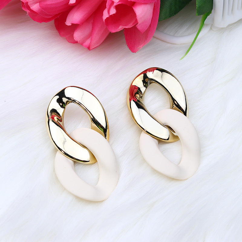 Simple Geometric Color Block Acrylic Drop Earrings for Women