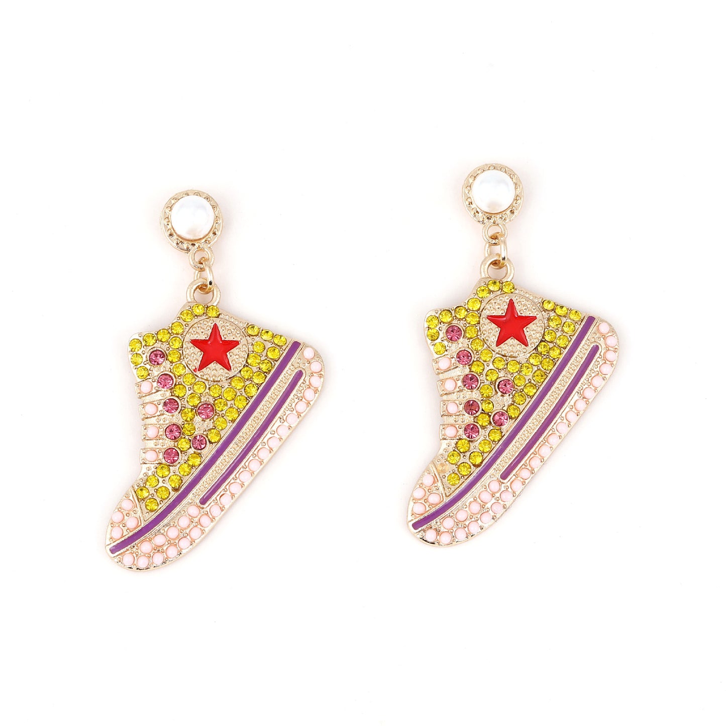Fashion Shoe Imitation Pearl Rhinestone Alloy Drop Earrings for Women