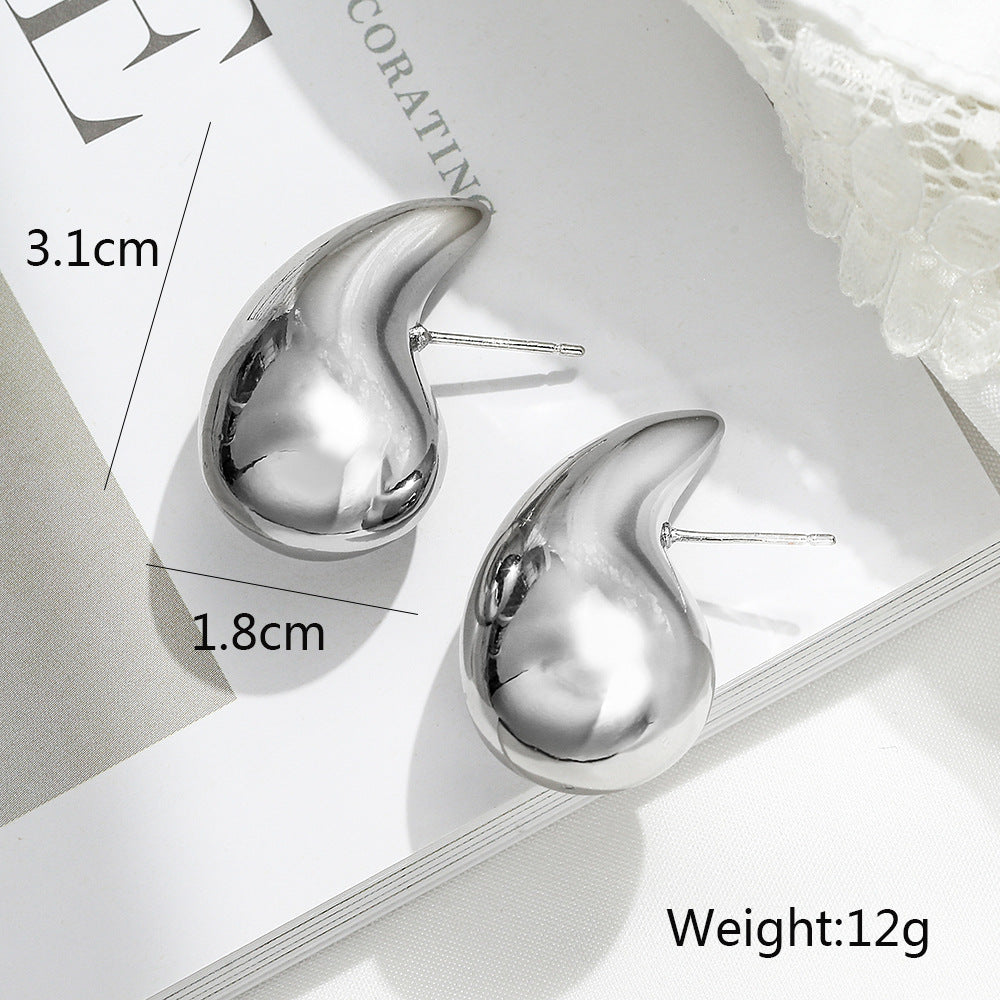 1 Pair Minimalist Geometric 18K Gold Plated Copper Teardrop Earrings