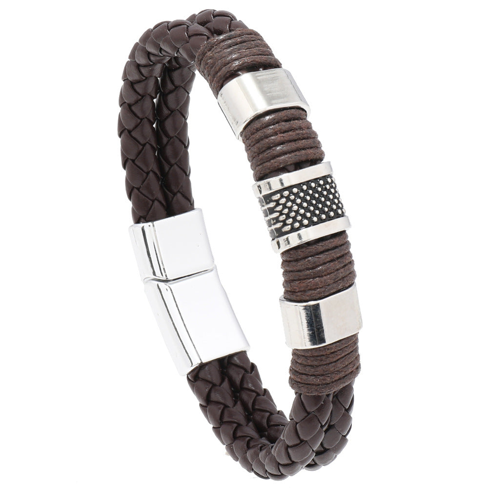 PU Leather Woven Magnetic Men's Bracelet