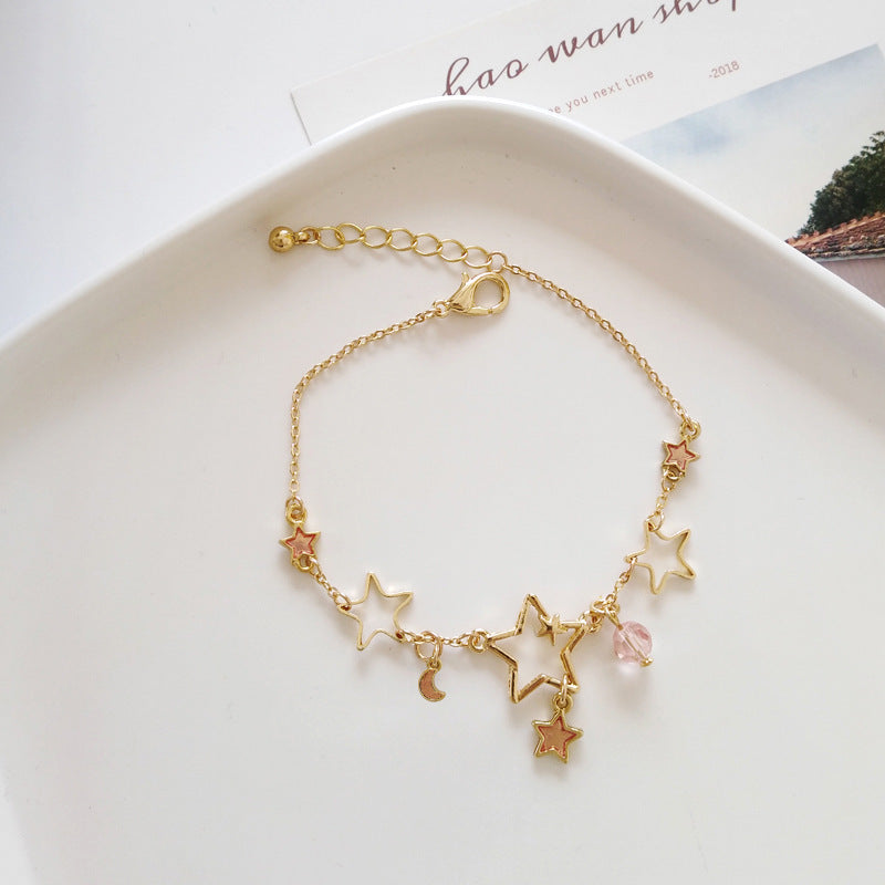 Fashion Star and Moon Pendant Alloy Bracelet for Women