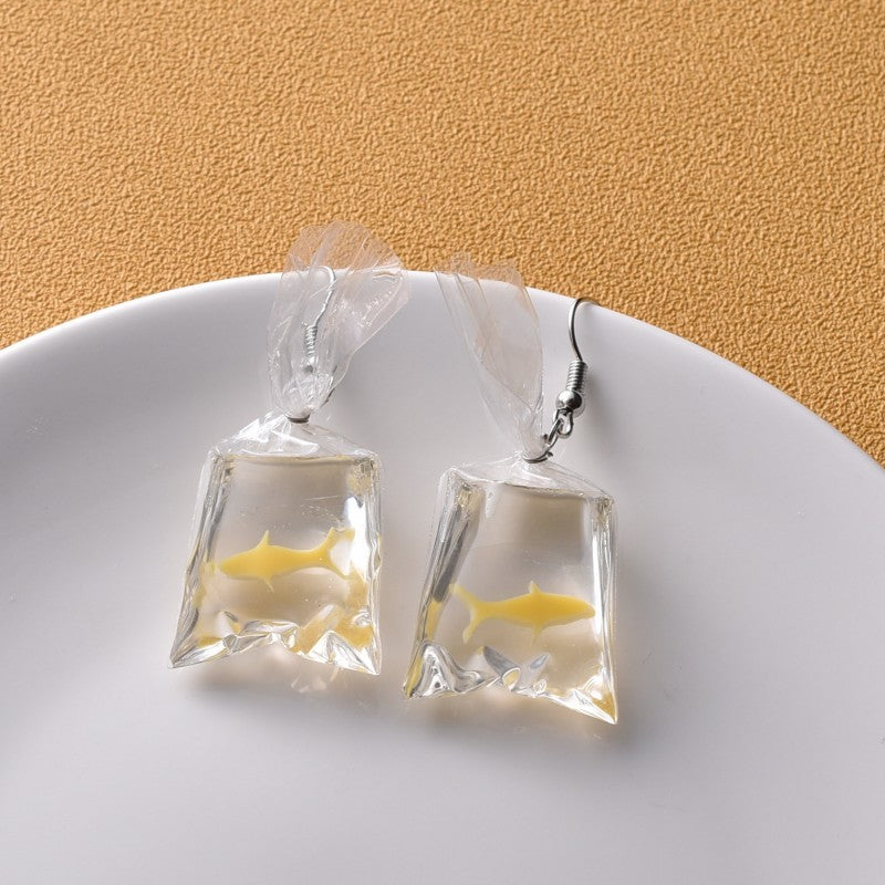 1 Pair Creative Goldfish Resin Women's Drop Earrings