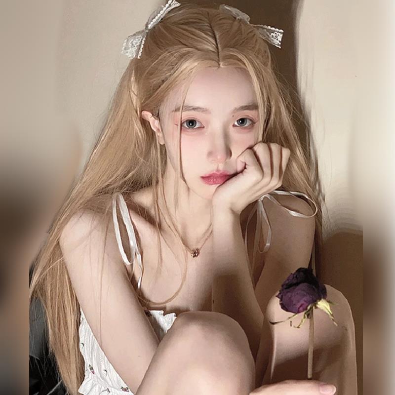 925 Silver Needle Color Diamond Heart Earrings & Natural Black Brown Long Wig with Bangs