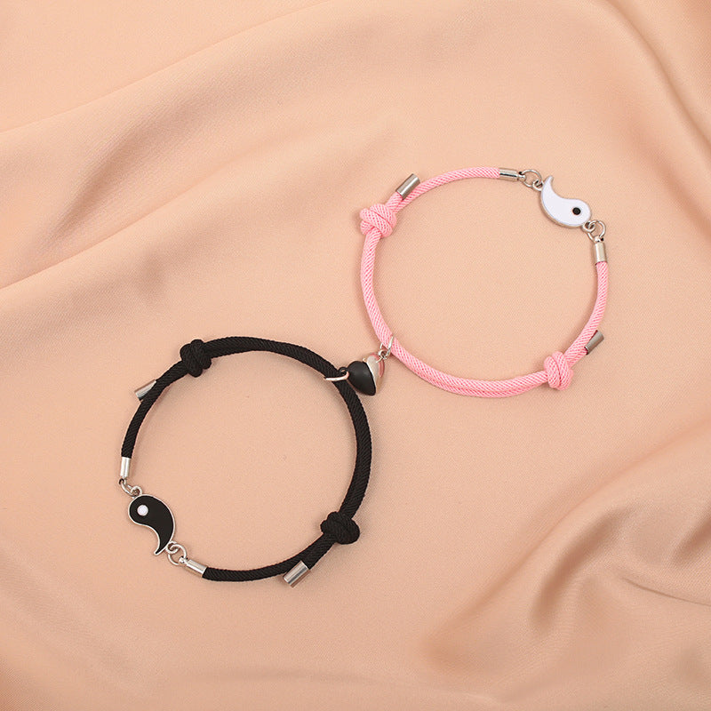 Black and White Tai Chi Magnetic Couple Bracelets