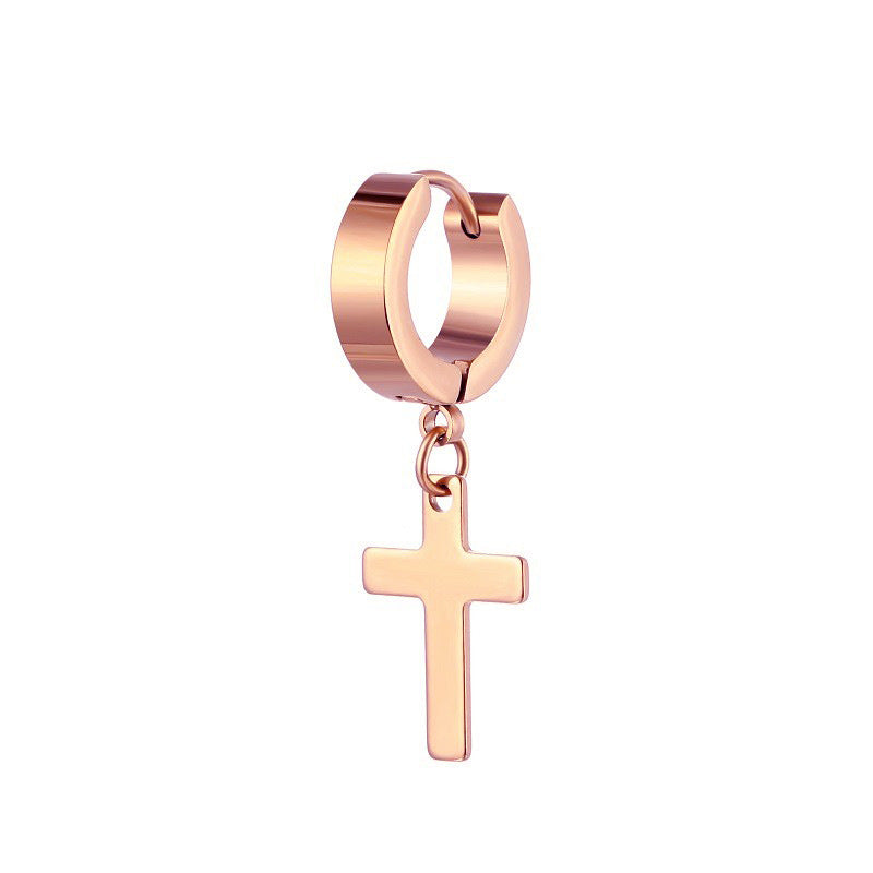 Simple Cross Stainless Steel Drop Earrings