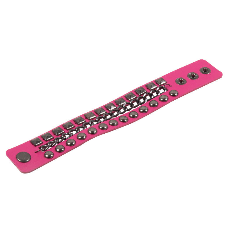 Exaggerated Men's Punk Multi-Layer Studded Faux Leather Bracelet