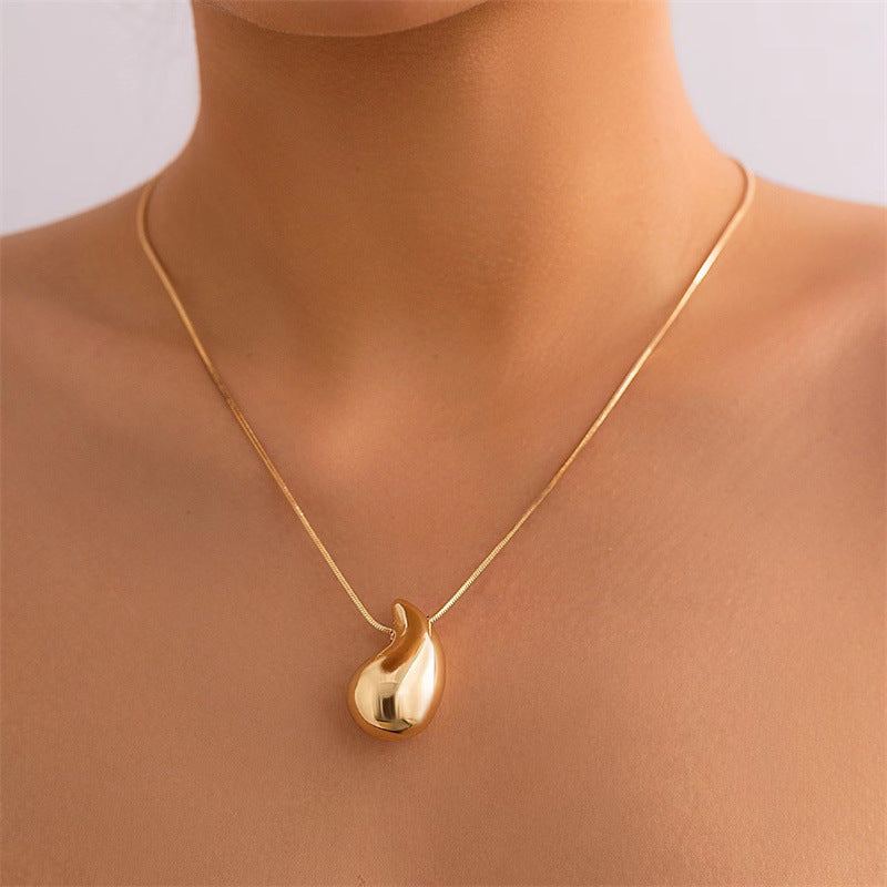 18K Gold Plated Geometric Water Drop Pendant Necklace for Women