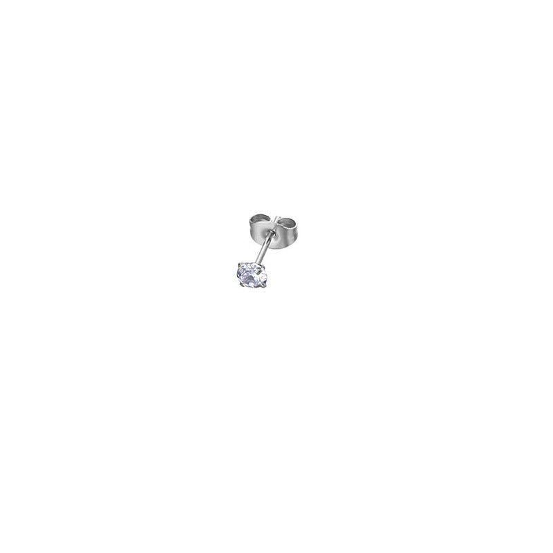 Simple Geometric Zircon Inlaid Stainless Steel Ear Stud