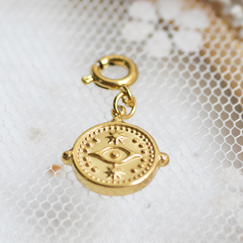 Retro Titanium Steel Necklace with Natural Stone Pendant - DIY Detachable Clavicle Chain