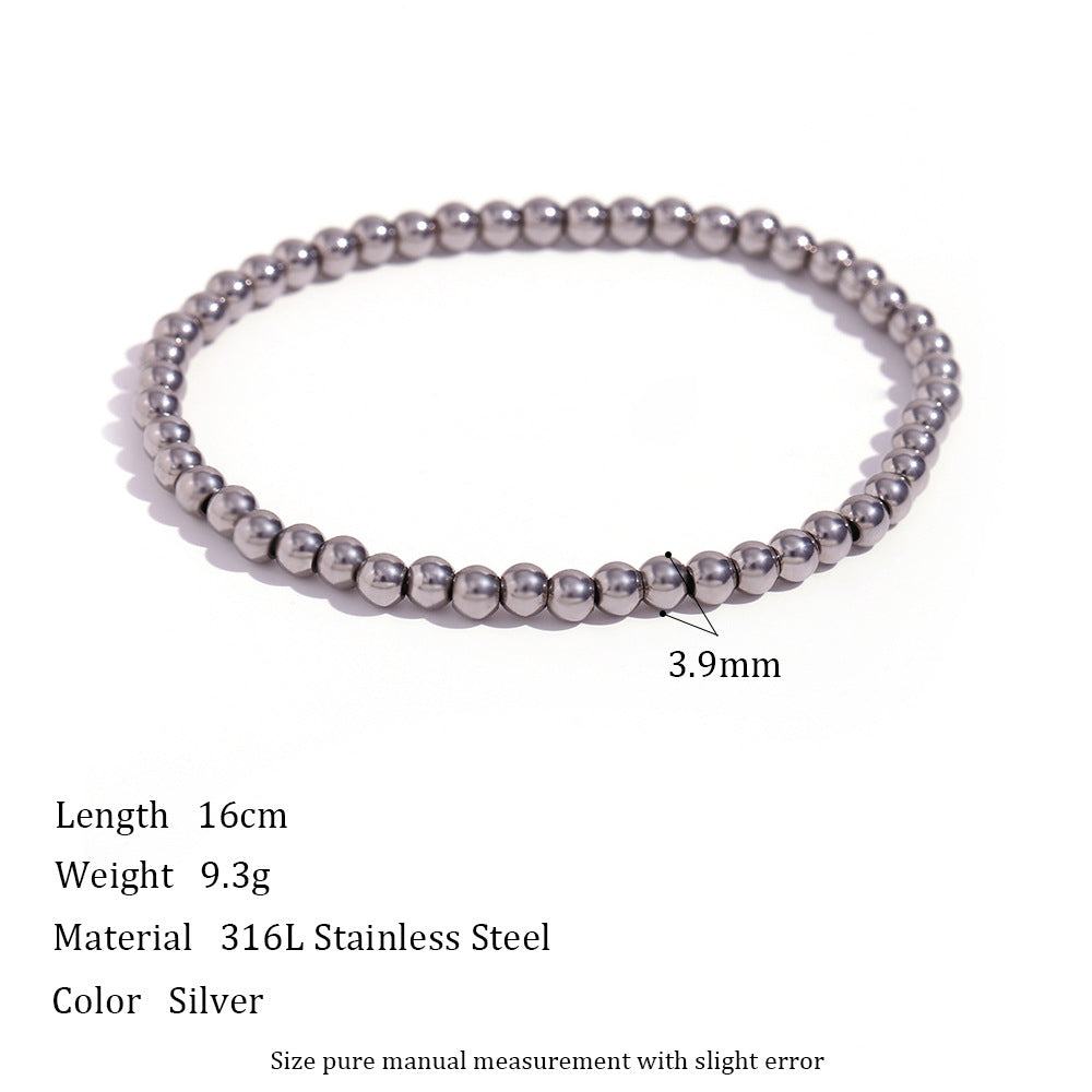 Fashion Minimalist 18k Gold Plated Stainless Steel Beaded Bracelet