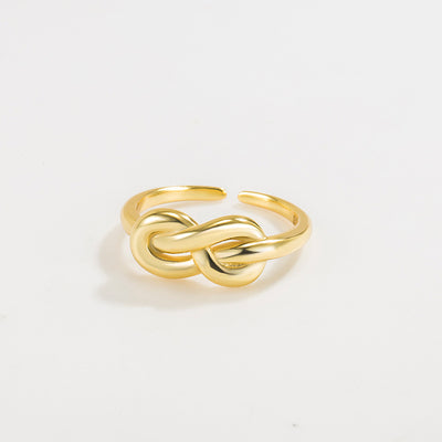 Geometric Minimalist 18k Gold Plated Sterling Silver Adjustable Knot Ring for Women