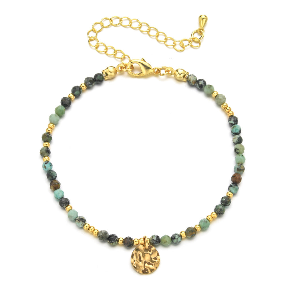 Modern Geometric Natural Stone Beaded Bracelet with Stainless Steel Accents