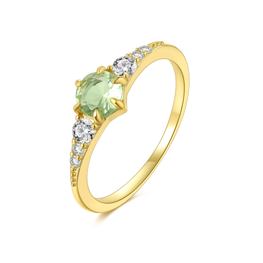 Fashion Round Sterling Silver Zircon Stacking Ring for Women