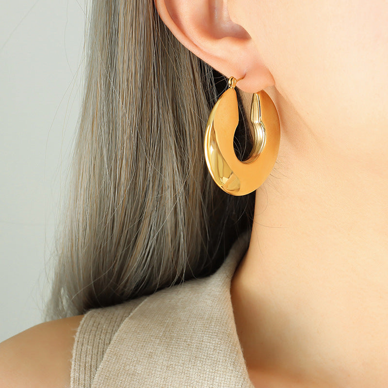 1 Pair Geometric U Shape Titanium Steel 18K Gold Plated Hoop Earrings