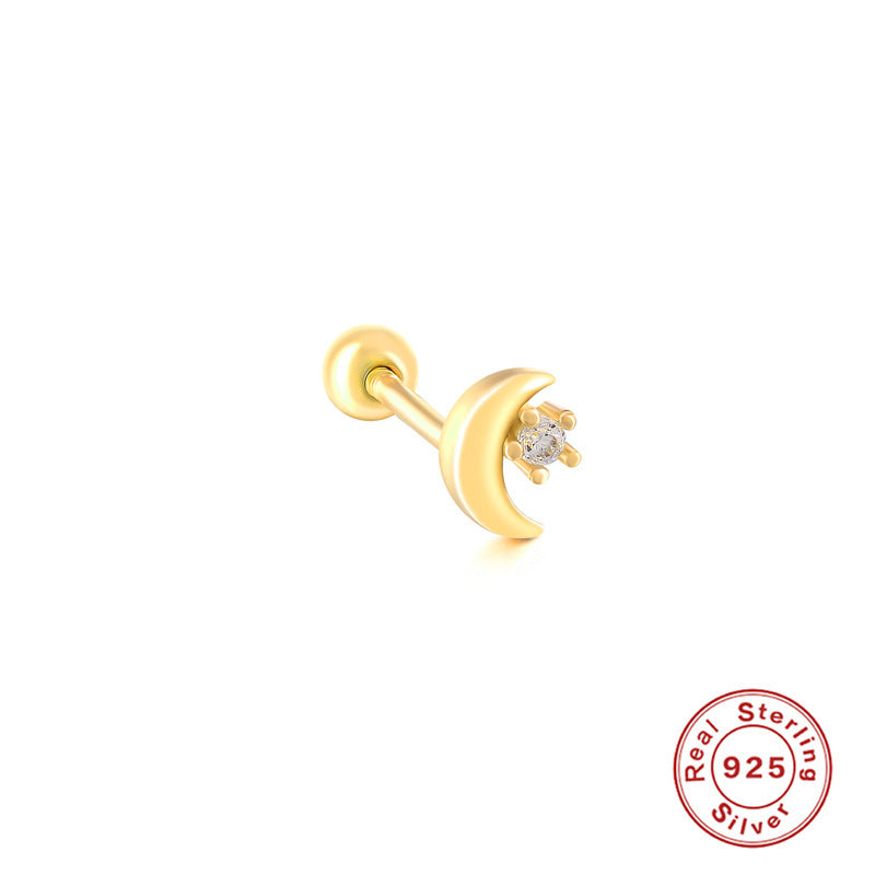 Sterling Silver Zircon Inlay Stud Earrings for Women