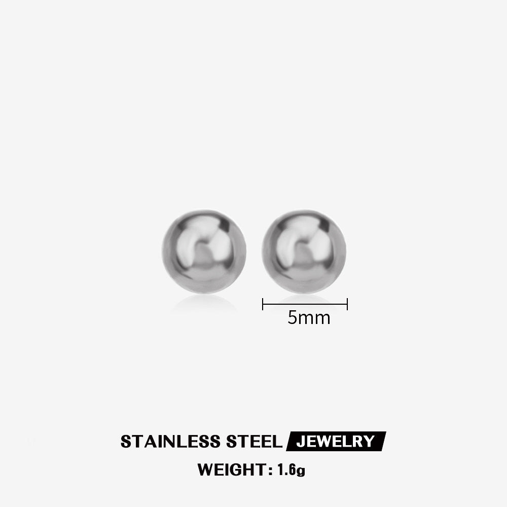 Simple Round Stainless Steel Stud Earrings for Women