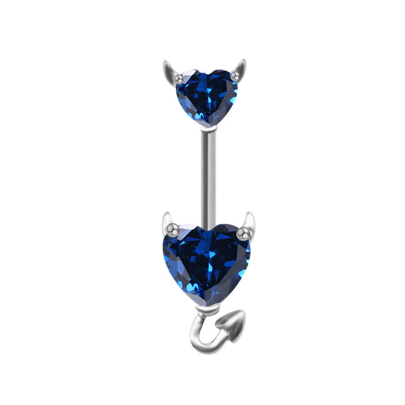 Elegant Heart Shape Stainless Steel Zircon Inlay Belly Ring