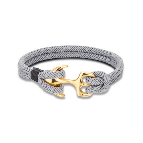 Geometric Anchor Titanium Steel Gold Plated Couples Bracelet
