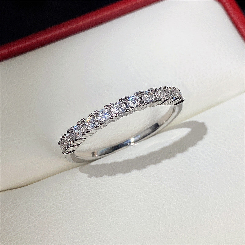 Elegant Zircon Platinum Plated Copper Ring for Women