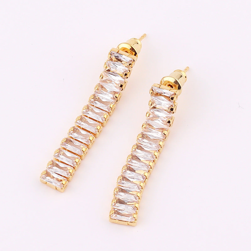 Elegant Zircon Tassel Bowknot Copper Earrings