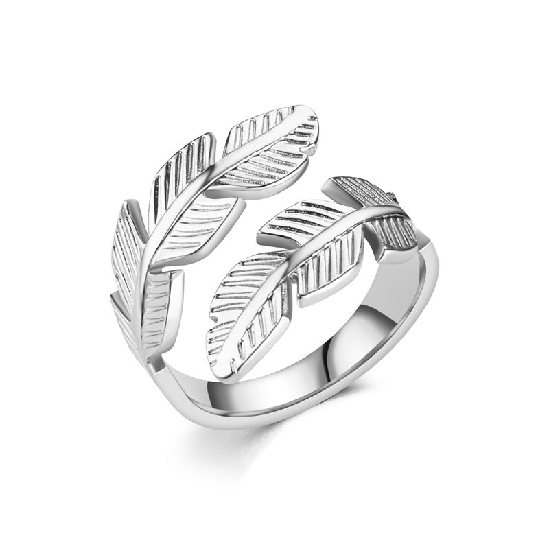 Fashion Vintage Heart Snake Titanium Steel Open Ring for Couples
