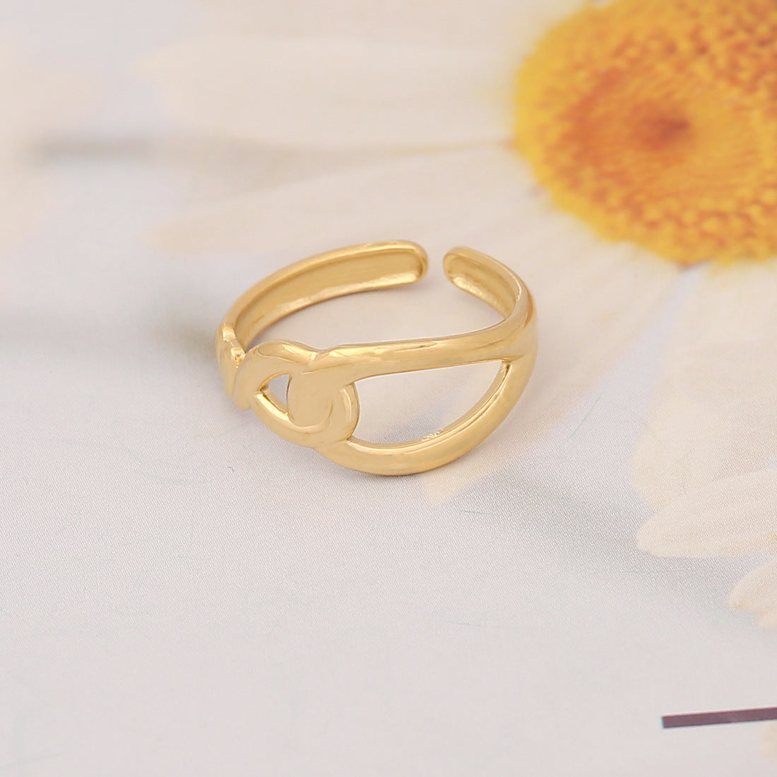 Geometric Snake Design Stainless Steel Open Ring for Women