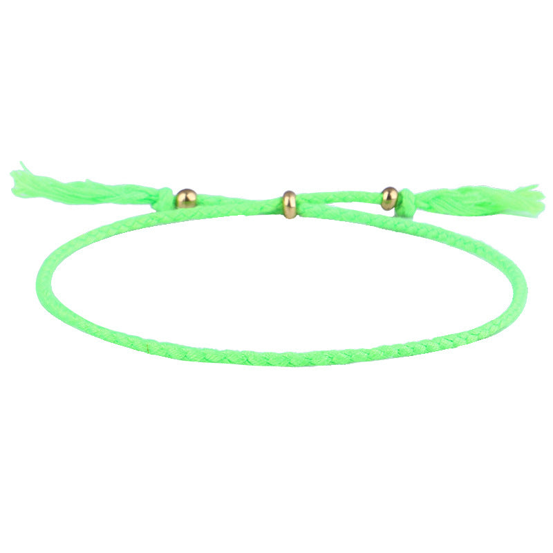 Simple Solid Color Rope Braid Women's Bracelet with Tassel and Copper Beads