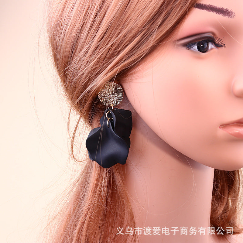 Vacation Irregular Acrylic Spray Paint Pleated Petal Tassel Drop Earrings for Women