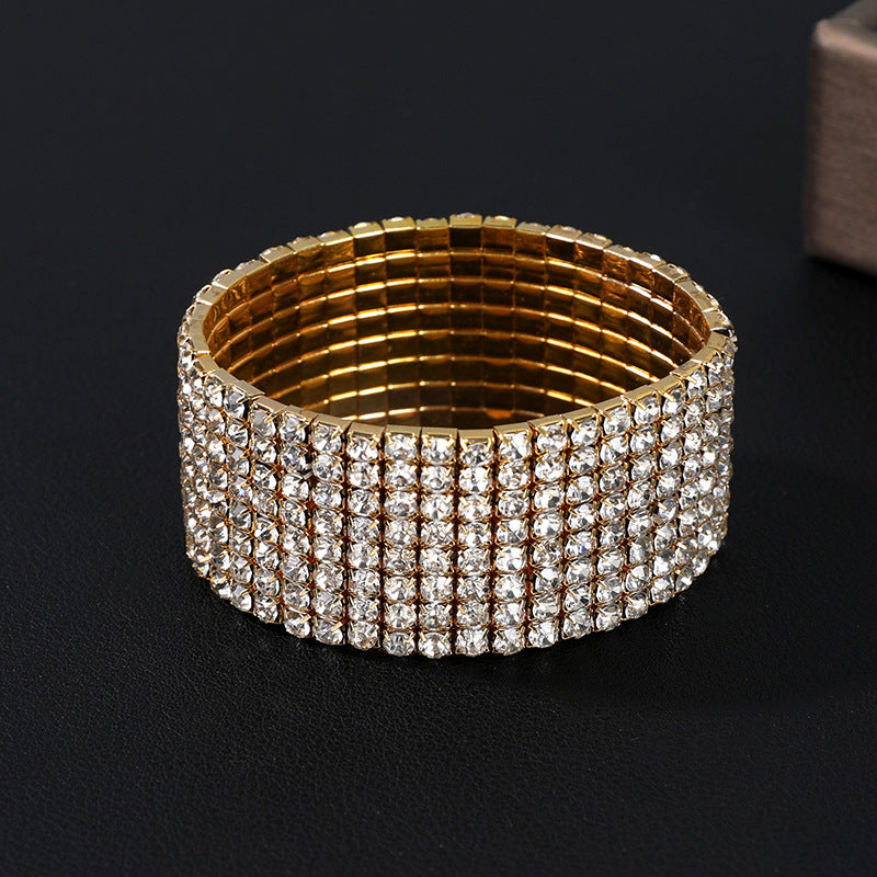 Korean Style Full Diamond Elastic Bracelet Shiny Rhinestone Bangle