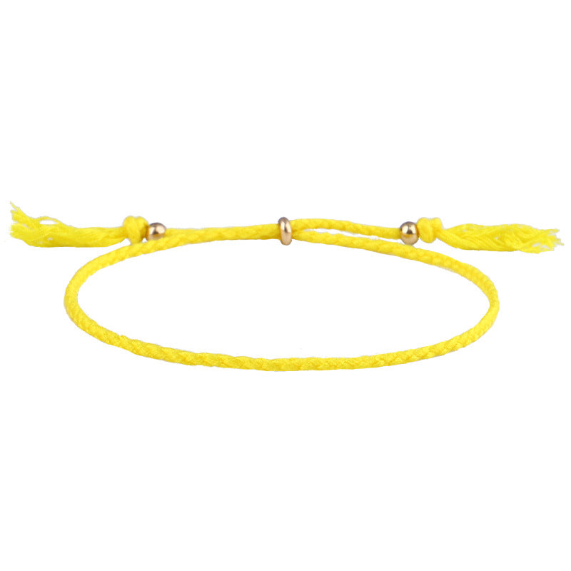Simple Solid Color Rope Braid Women's Bracelet with Tassel and Copper Beads