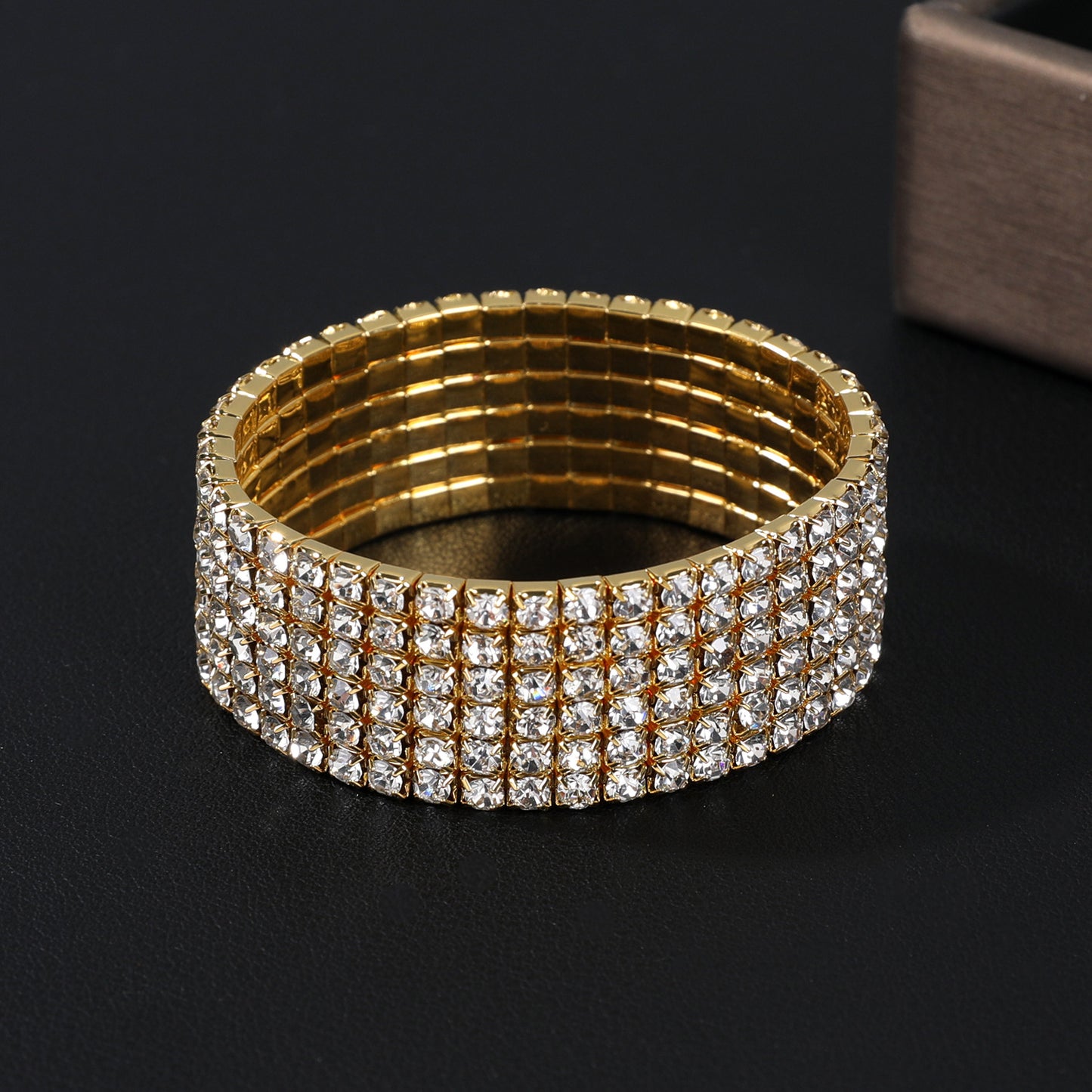 Korean Style Full Diamond Elastic Bracelet Shiny Rhinestone Bangle