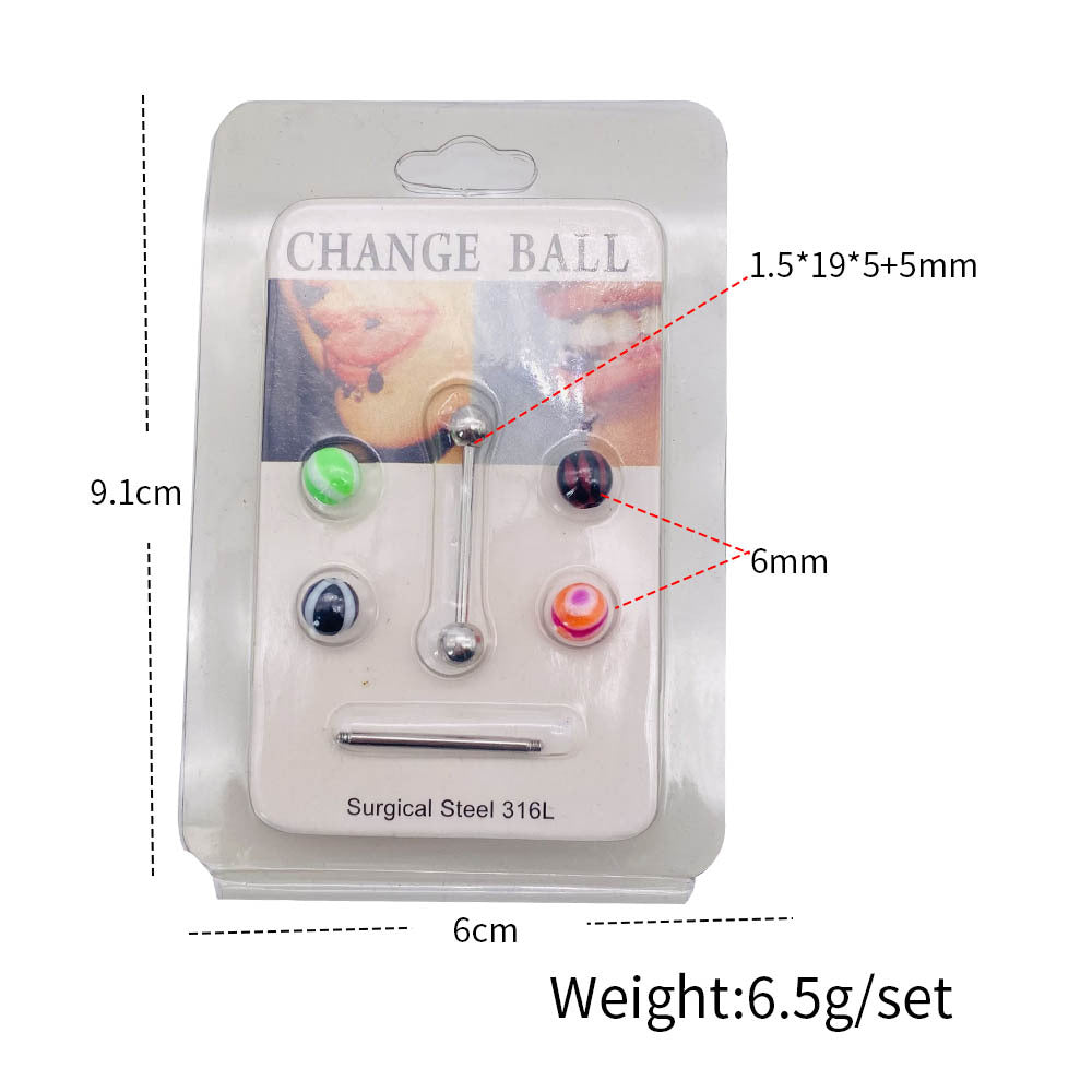 1 Set Geometric Stainless Steel Plated Lip, Belly, and Nose Rings with Acrylic Interchangeable Studs
