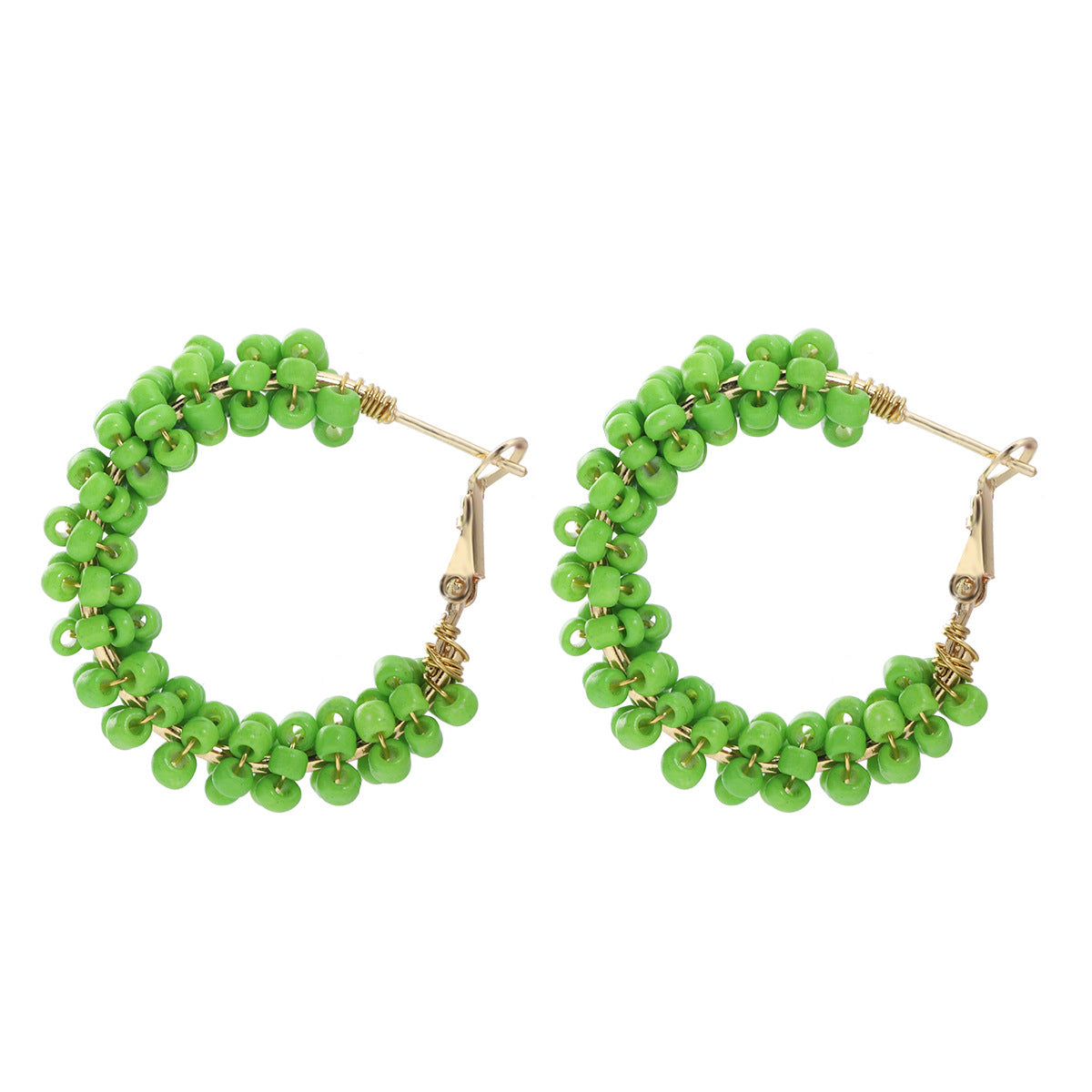 Fashion Bohemian Colorful Beaded Hoop Earrings